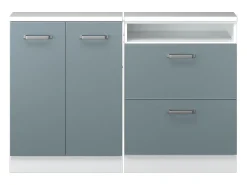 Armário de cozinha para sótão inclinado azul-cinza 120x46x81.6 r-line
