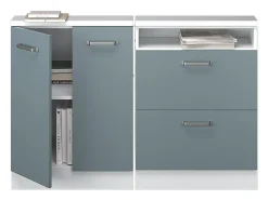 Armário de cozinha para sótão inclinado azul-cinza 120x46x81.6 r-line