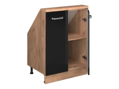 Armário de cozinha para sótão inclinado preto alto brilho 60x46x81.6 r-line