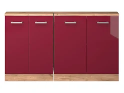 Armário de cozinha para sótão inclinado vermelho alto brilho 140x46x81.6 r-line