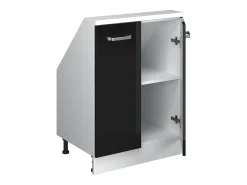 Armário de cozinha para sótão inclinado preto alto brilho 60x46x81.6 r-line