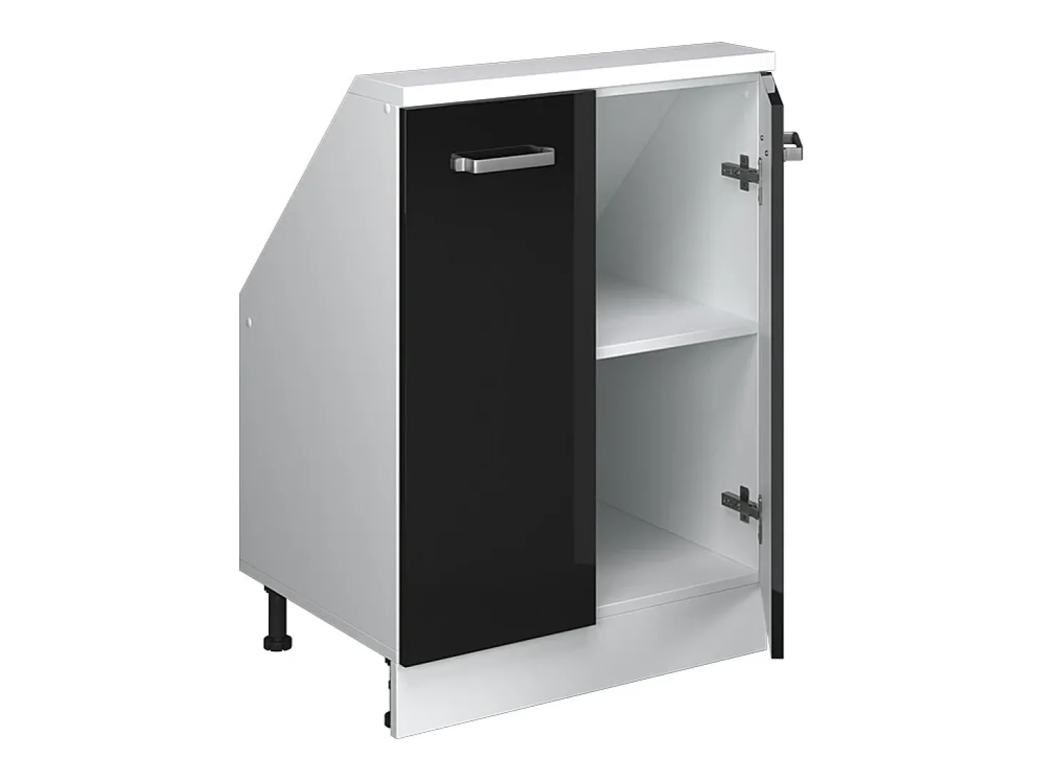 Armário de cozinha para sótão inclinado preto alto brilho 60x46x81.6 r-line