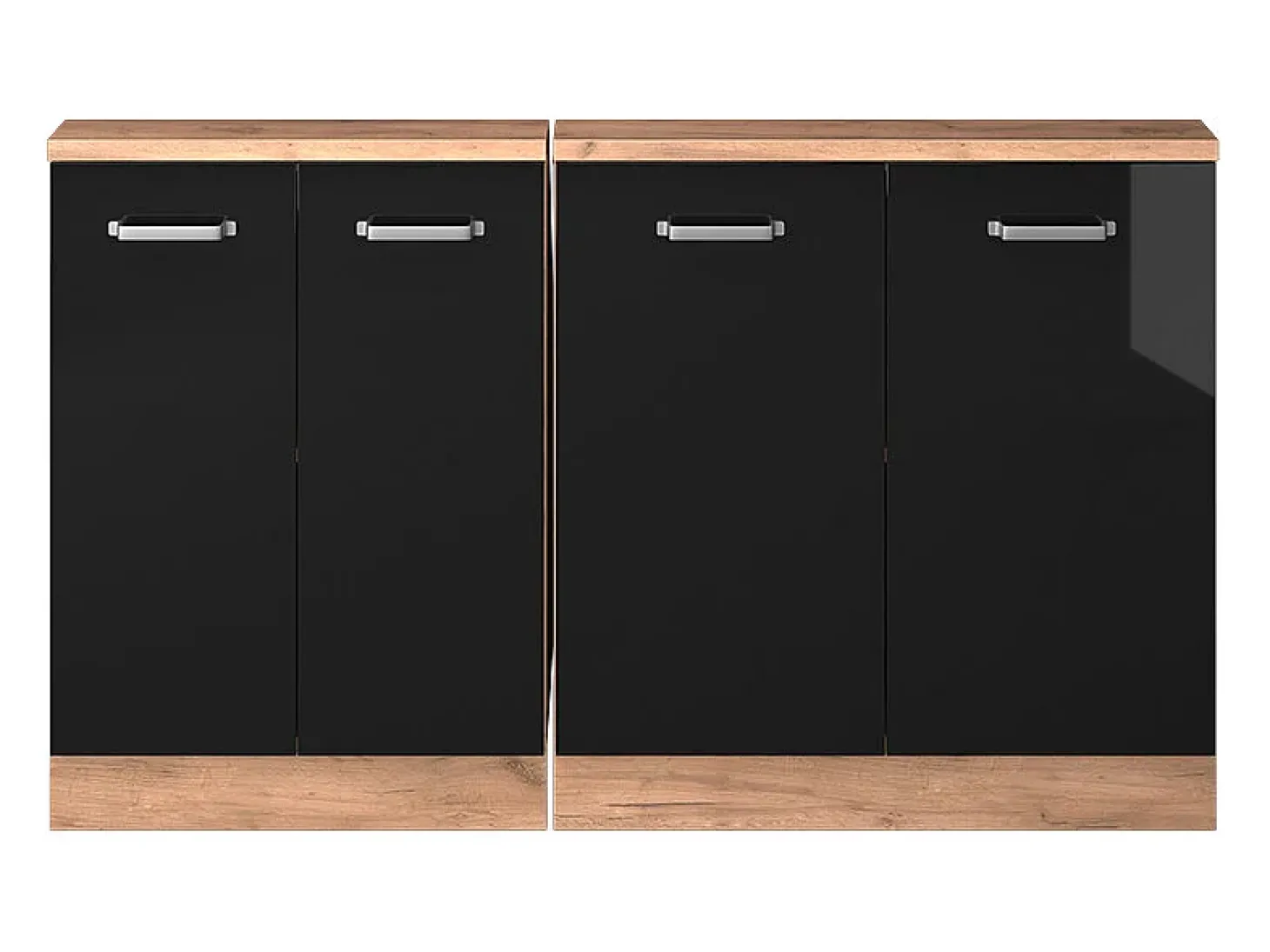 Armário de cozinha para sótão inclinado preto alto brilho 140x46x81.6 r-line