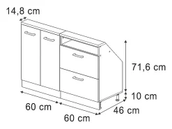 Armário de cozinha para sótão inclinado antracite alto brilho 120x46x81.6 r-line