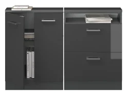 Armário de cozinha para sótão inclinado antracite alto brilho 120x46x81.6 r-line