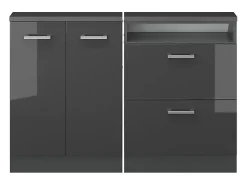 Armário de cozinha para sótão inclinado antracite alto brilho 120x46x81.6 r-line