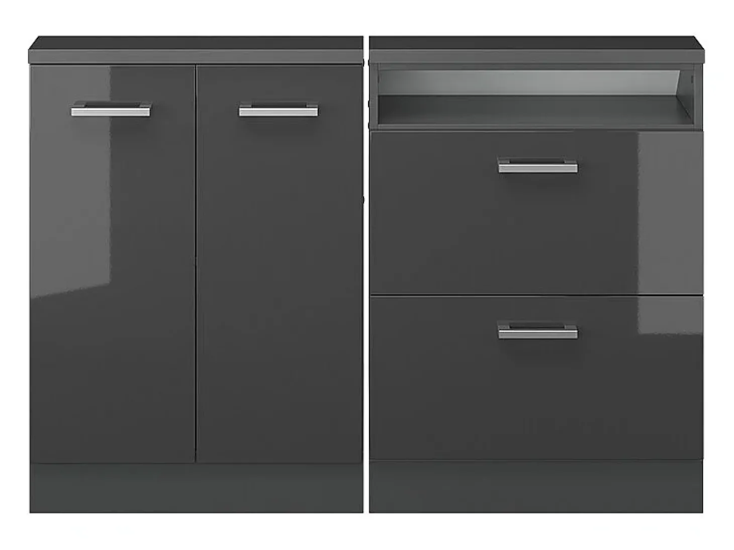Armário de cozinha para sótão inclinado antracite alto brilho 120x46x81.6 r-line