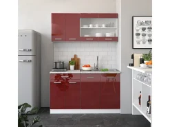 Armário de cozinha para sótão inclinado vermelho brilhante/branco 80x46x81.6 r-line