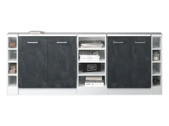 Armário de cozinha para sótão inclinado concreto preto 210x46x81.6 r-line