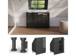 Armário de cozinha para sótão inclinado antracite alto brilho 60x46x81.6 r-line