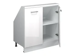 Armário de cozinha para sótão inclinado branco alto brilho 80x46x81.6 r-line