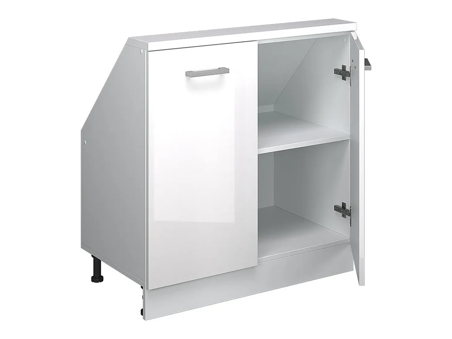 Armário de cozinha para sótão inclinado branco alto brilho 80x46x81.6 r-line