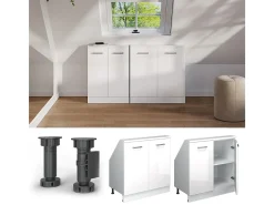 Armário de cozinha para sótão inclinado branco alto brilho 80x46x81.6 r-line
