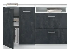 Armário de cozinha para sótão inclinado concreto preto 120x46x81.6 r-line