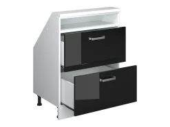 Armário de cozinha para sótão inclinado preto alto brilho 60x46x81.6 r-line