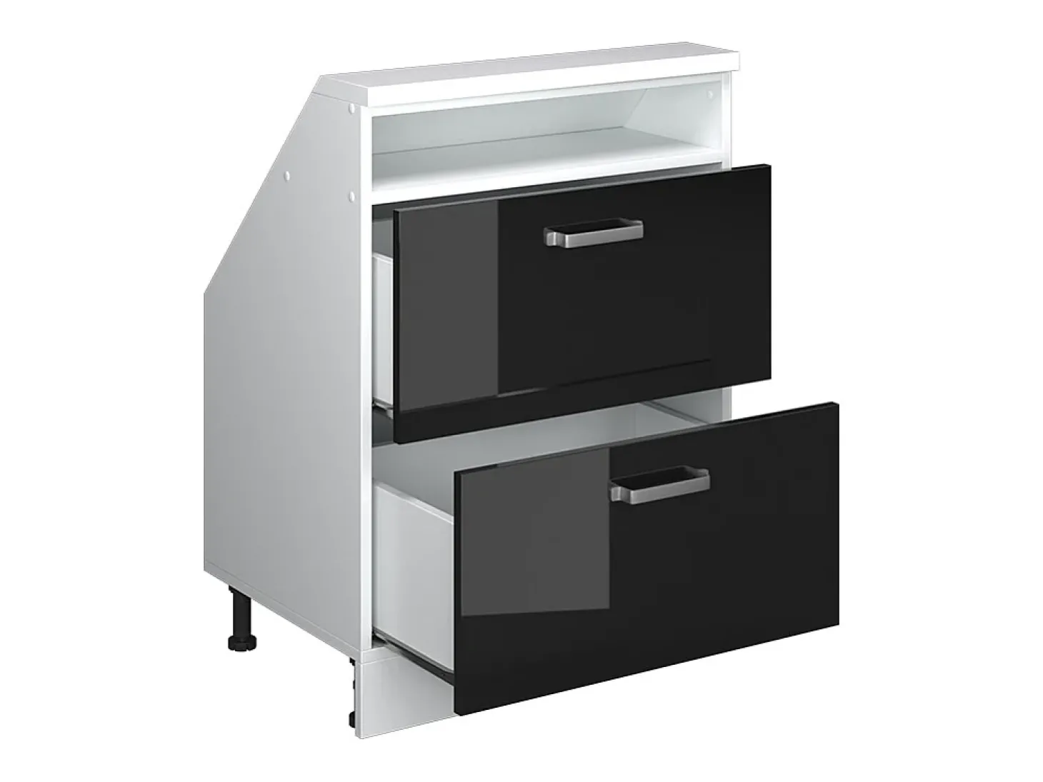 Armário de cozinha para sótão inclinado preto alto brilho 60x46x81.6 r-line