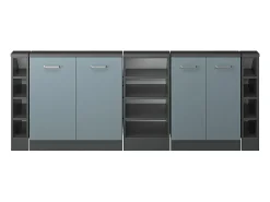 Armário de cozinha para sótão inclinado azul-cinza 210x46x81.6 r-line