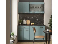 Armário de cozinha para sótão inclinado azul-cinza 210x46x81.6 r-line