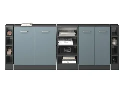 Armário de cozinha para sótão inclinado azul-cinza 210x46x81.6 r-line