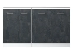 Armário de cozinha para sótão inclinado concreto preto 140x46x81.6 r-line