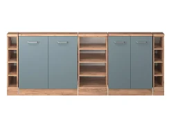 Armário de cozinha para sótão inclinado azul-cinza 210x46x81.6 r-line