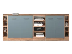 Armário de cozinha para sótão inclinado azul-cinza 210x46x81.6 r-line