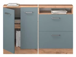 Armário de cozinha para sótão inclinado azul-cinza 120x46x81.6 r-line