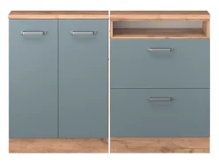 Armário de cozinha para sótão inclinado azul-cinza 120x46x81.6 r-line