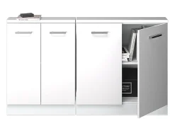 Armário de cozinha para sótão inclinado branco alto brilho 140x46x81.6 r-line