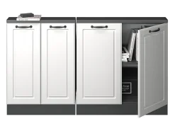 Armário de cozinha para sótão inclinado casa de campo branca 140x46x81.6 r-line