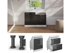 Armário de cozinha para sótão inclinado antracite alto brilho 60x46x81.6 r-line
