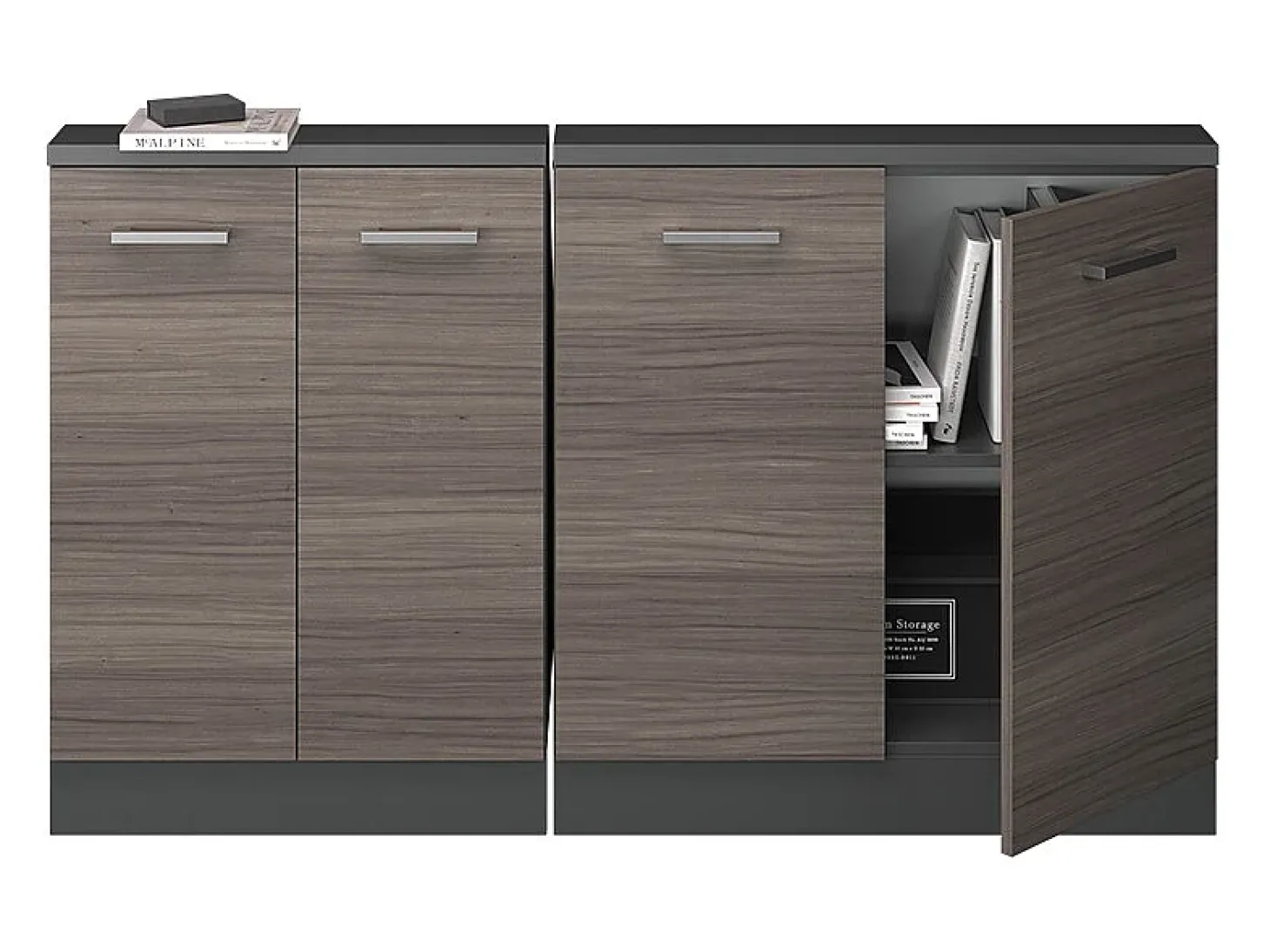 Armário de cozinha para sótão inclinado cinza nobre 140x46x81.6 r-line