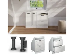 Armário de cozinha para sótão inclinado casa de campo branca 60x46x81.6 r-line