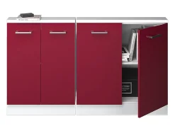 Armário de cozinha para sótão inclinado vermelho brilhante/branco 140x46x81.6 r-line