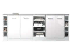 Armário de cozinha para sótão inclinado branco alto brilho 210x46x81.6 r-line