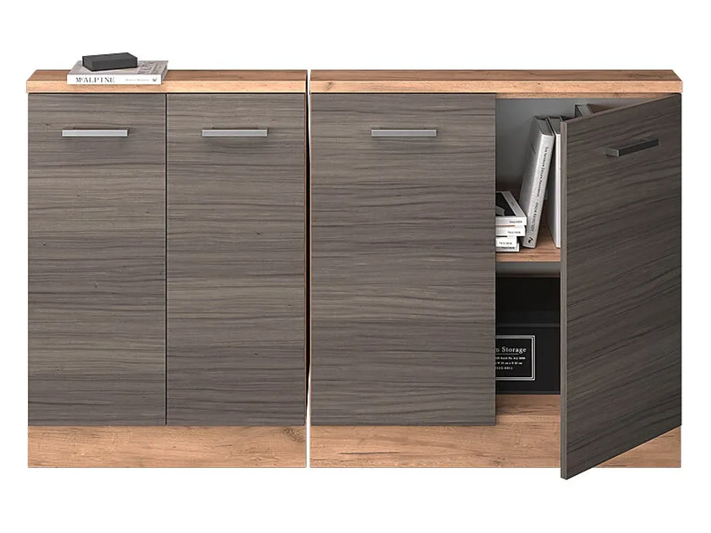 Armário de cozinha para sótão inclinado cinza nobre 140x46x81.6 r-line