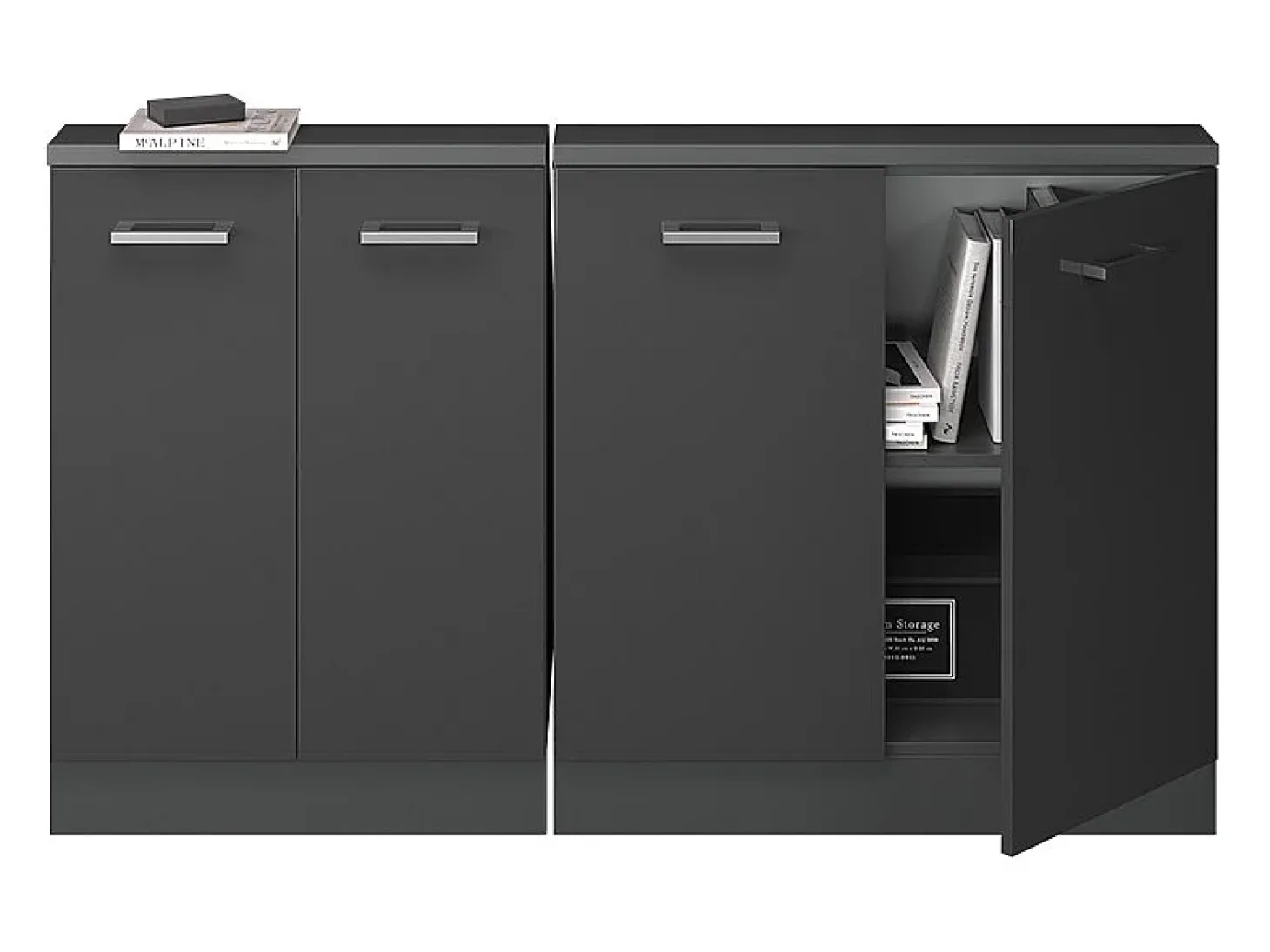 Armário de cozinha para sótão inclinado antracite alto brilho 140x46x81.6 r-line