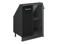 Armário de cozinha para sótão inclinado preto alto brilho 60x46x81.6 r-line