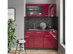 Armário de cozinha para sótão inclinado vermelho alto brilho 60x46x81.6 r-line