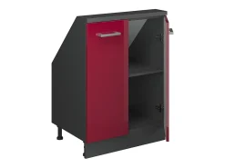 Armário de cozinha para sótão inclinado vermelho alto brilho 60x46x81.6 r-line