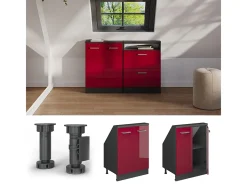Armário de cozinha para sótão inclinado vermelho alto brilho 60x46x81.6 r-line