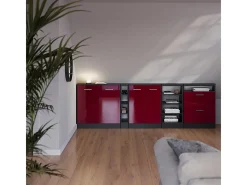 Armário de cozinha para sótão inclinado vermelho alto brilho 60x46x81.6 r-line