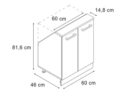 Armário de cozinha para sótão inclinado azul-cinza 60x46x81.6 r-line