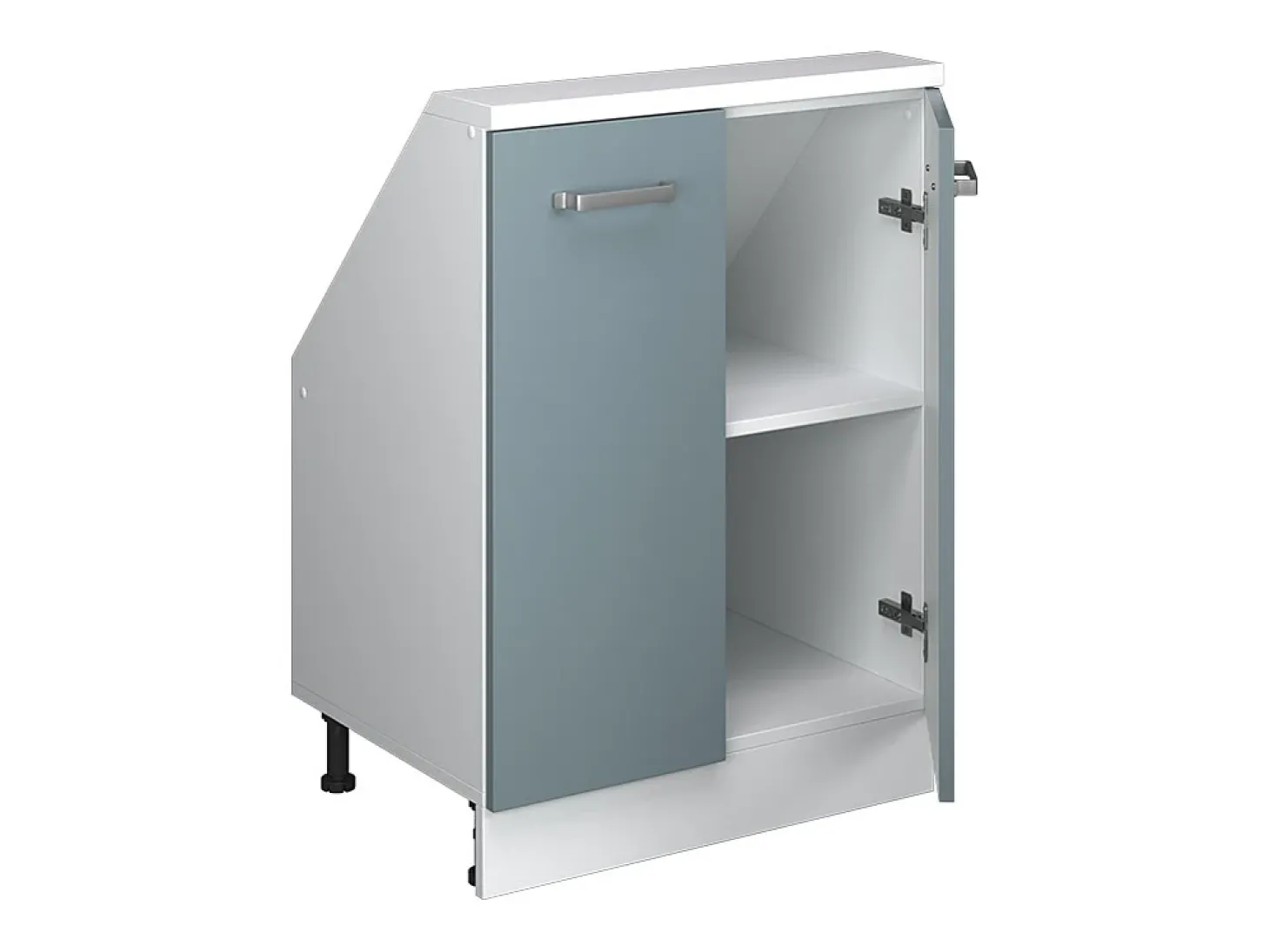 Armário de cozinha para sótão inclinado azul-cinza 60x46x81.6 r-line