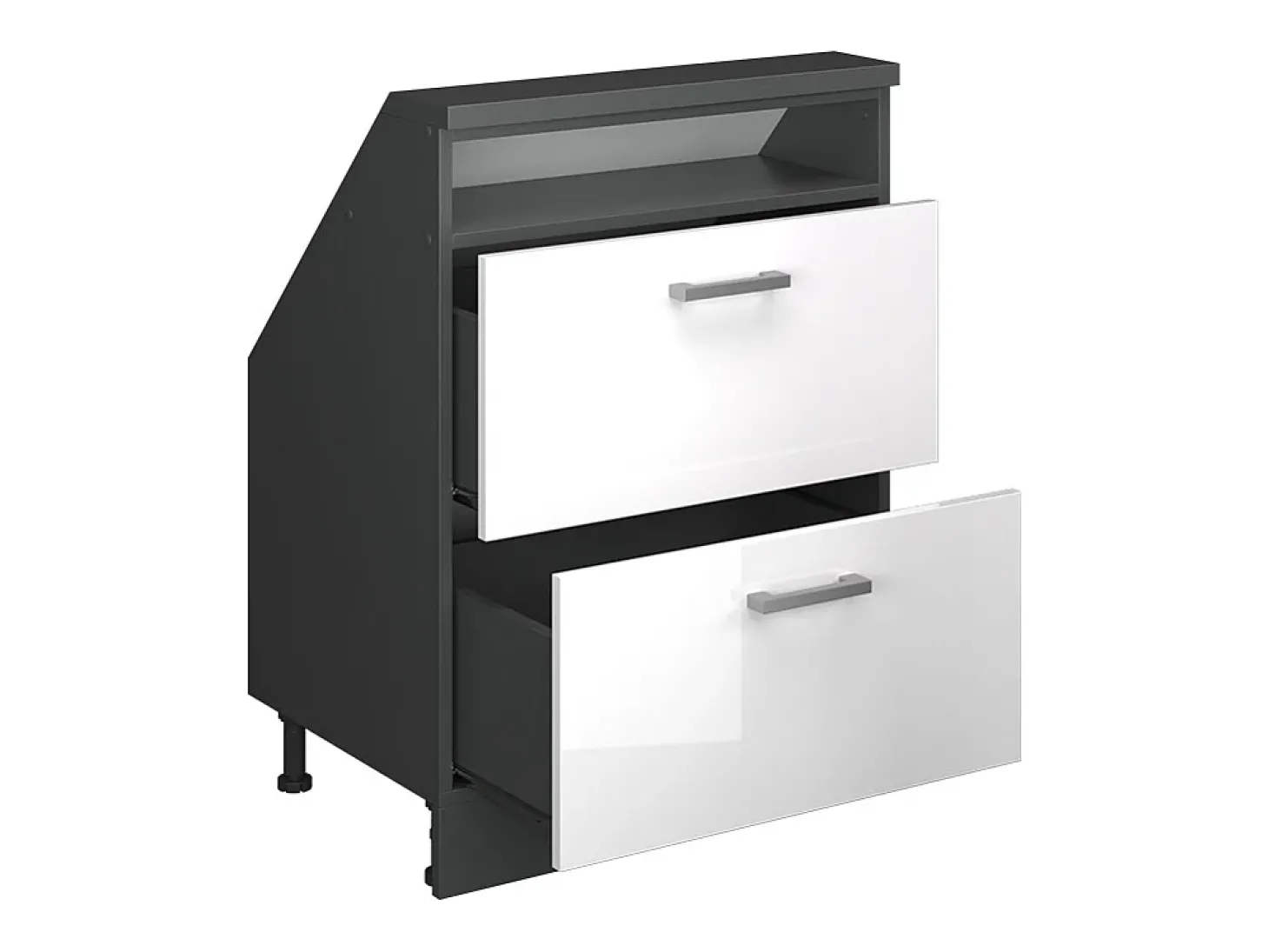 Armário de cozinha para sótão inclinado branco alto brilho 60x46x81.6 r-line