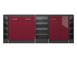 Armário de cozinha para sótão inclinado vermelho alto brilho 210x46x81.6 r-line