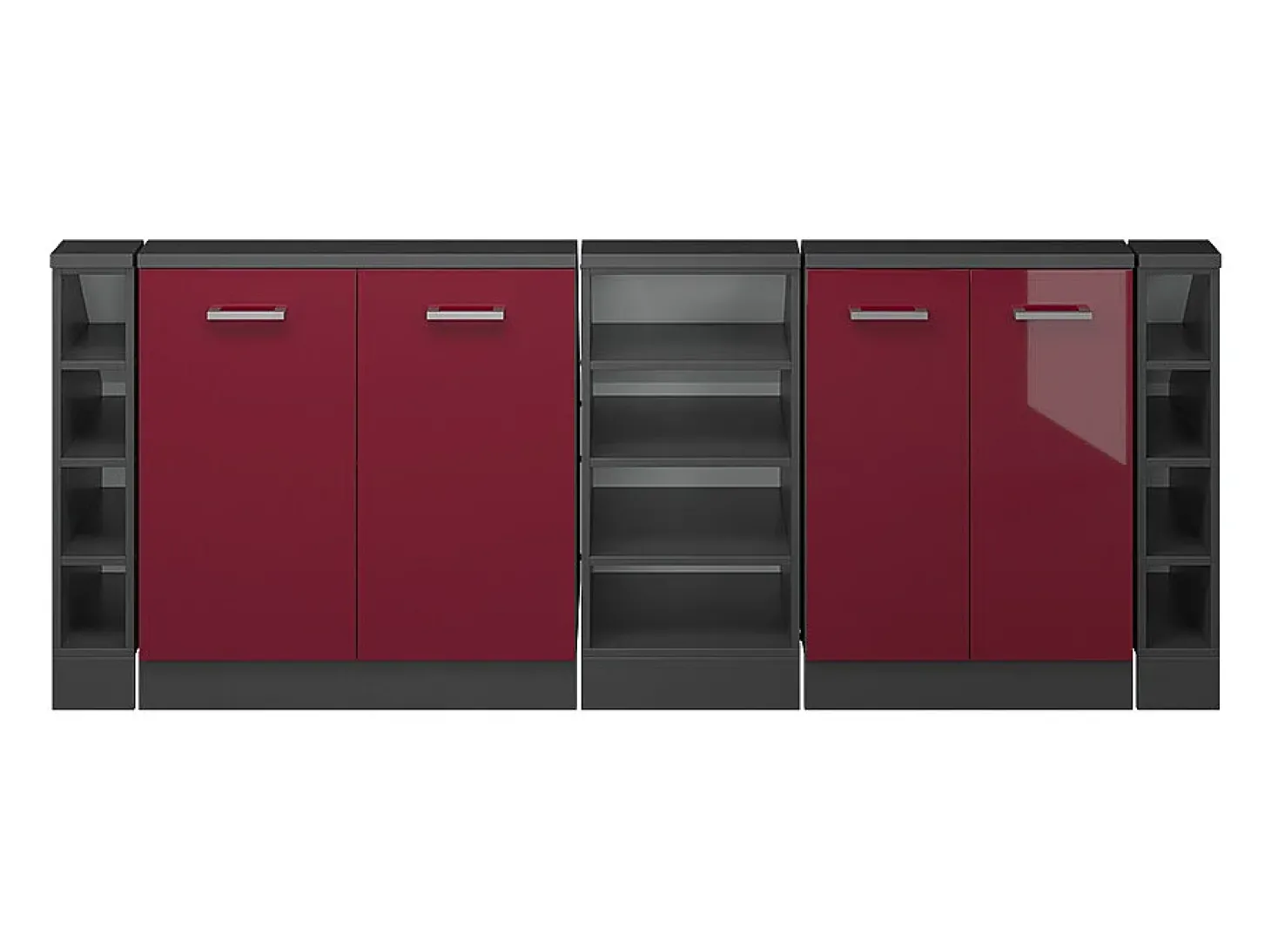 Armário de cozinha para sótão inclinado vermelho alto brilho 210x46x81.6 r-line