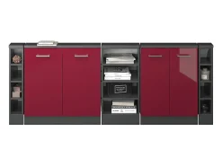 Armário de cozinha para sótão inclinado vermelho alto brilho 210x46x81.6 r-line