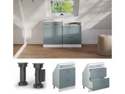 Armário de cozinha para sótão inclinado azul-cinza 60x46x81.6 r-line