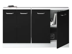 Armário de cozinha para sótão inclinado preto alto brilho 140x46x81.6 r-line